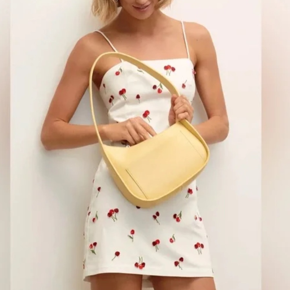 Anthropologie White Mini Dress with Red Cherry Print